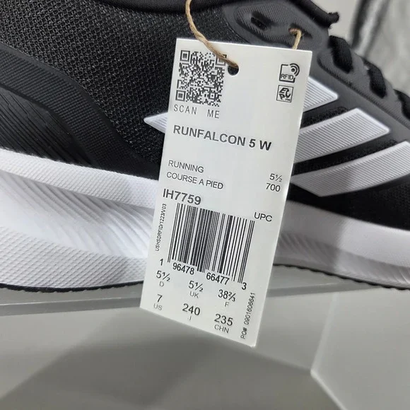 Adidas Runfalcon 5 W Running Shoes Women 7 Black White Cloudfoam IH7759 Athletic - Picture 3 of 10